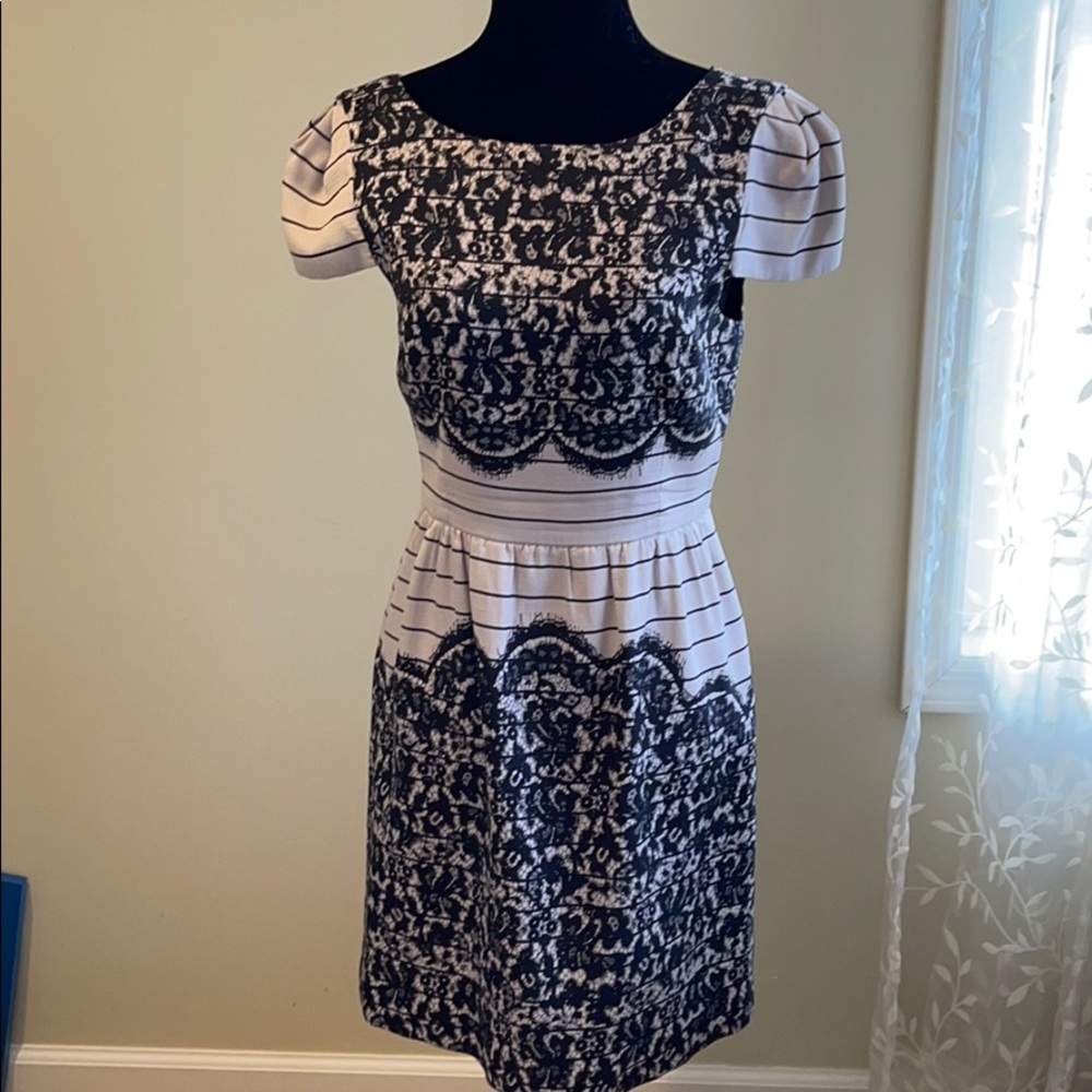 Tibi High Tea black ivory lace print